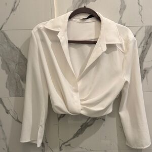 Zara white crop Blouse